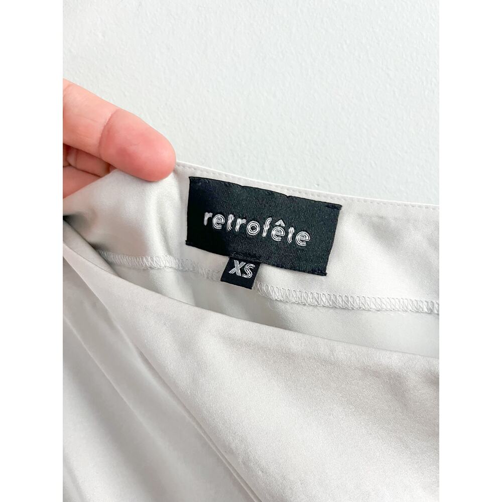 Retrofete | Drisana Silk Satin Ruched Dress | Silver | Size XS - Picture 10 of 12